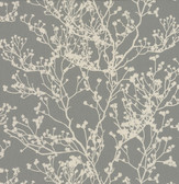 HC7518 Budding Branch Silhouette Wallpaper - Brown