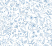PSW1311RL Aviary Peel and Stick Wallpaper - Blue/Cream