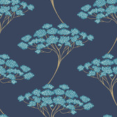 NUS3147 - Blue Ficus Peel & Stick Wallpaper