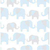 NU1404 - Blue Elephant Parade Peel & Stick Wallpaper