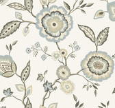 GO8234 - Dahlia Blooms Cotton Sky Wallpaper