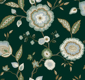 GO8236 - Dahlia Blooms Forest Seafoam Wallpaper