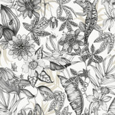 BL1703 - White & Charcoal Rainforest Wallpaper