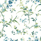 BL1744 - White & Blue Blossom Branches Wallpaper
