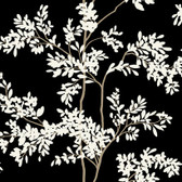 BL1804 - Black & White Lunaria Silhouette Wallpaper