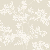 BL1805 - Light Taupe & White Lunaria Silhouette Wallpaper