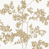 BL1806 - White & Gold Lunaria Silhouette Wallpaper