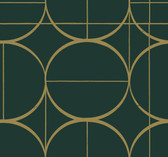 MD7203 - Emerald & Gold Sun Circles Wallpaper