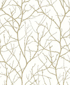 MD7126 - White & Gold Trees Silhouette Wallpaper
