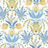 MN1913 - Yellow & Blue Seaside Jacobean Wallpaper