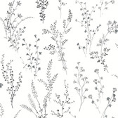 FH4026 - Black & White Wildflower Sprigs Wallpaper