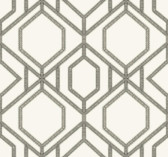 TC2635 - White & Taupe Sawgrass Trellis Wallpaper