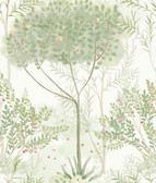 MN1822 - White & Green Orchard Wallpaper