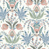 MN1912 - Pink & Blue Seaside Jacobean Wallpaper