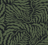 AG2061 - Black & Green Fern Fronds Wallpaper