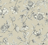 RT7854 - Beige Passion Flower Toile Wallpaper
