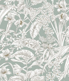 RT7882 - Seamist & Taupe Orchid Conservatory Toile Wallpaper