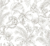 RT7843 - Brown Tropical Sketch Toile Wallpaper