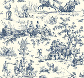 AF2000 - Navy & Off White Seasons Toile Wallpaper