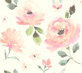 LK8318 - Pinks & Oranges Watercolor Blooms Wallpaper