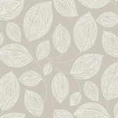 EV3922 - Taupe Contoured Leaves Wallpaper