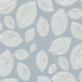 EV3925 - Indigo Blue Contoured Leaves Wallpaper