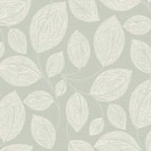 EV3921 - Green Contoured Leaves Wallpaper