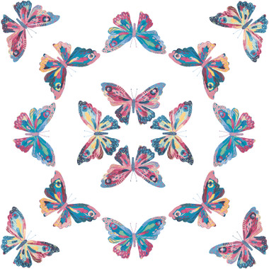 This playful pattern is sure to turn up the whimsy in any space! A kaleidoscope of pink and blue butterflies flutter atop a crisp white backdrop in this peel and stick wallpaper pattern by EttaVee. Installation is as simple as Peel, Stick…Done!™ Pink & Blue Papillon Peel and Stick Wallpaper comes on one roll that measures 20.5 inches wide by 18 feet long.