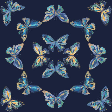 Beautifully blue, this peel and stick wallpaper pattern designed by EttaVee is the perfect accent for any bohemian space. Blue butterflies flutter atop a navy backdrop. Installation is as simple as Peel, Stick…Done!™ Blue Papillon Peel and Stick Wallpaper comes on one roll that measures 20.5 inches wide by 18 feet long.