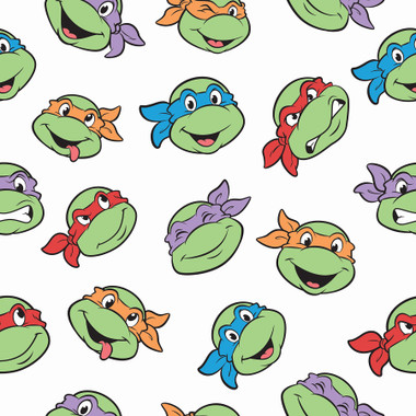 This officially-licensed Teenage Mutant Ninja Turtles peel and stick wallpaper is sure to make any fan of the heroes in a half-shell say COWABUNGA! Featuring the beloved faces of Leonardo, Michelangelo, Donatello, and Raphael over a white background, this epic print can be installed in just Peel, Stick…Done!™ Teenage Mutant Ninja Turtles Character Faces Peel and Stick Wallpaper comes on one roll that measures 20.5 inches wide by 18 feet long.