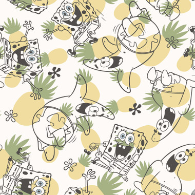 Who lives in a pineapple under the sea?! Dive in and add a splash of nautical fun to any space with this officially-licensed SpongeBob SquarePants peel and stick wallpaper! Featuring SpongeBob and Patrick tumbling atop yellow pineapples, this print brings zany underwater energy to any space in just Peel, Stick…Done!™ SpongeBob SquarePants Pineapple Toss Peel and Stick Wallpaper comes on one roll that measures 20.5 inches wide by 18 feet long.