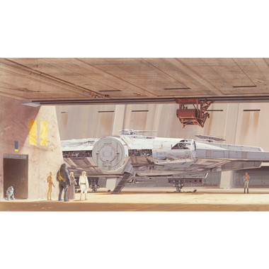 Make an exciting statement with the most epic spaceship in the galaxy thanks to this officially licensed Star Wars Millennium Falcon peel and stick wallpaper mural from RoomMates. Star Wars fans will immediately recognize this piece of art by famed Star Wars conceptual designer and illustrator Ralph McQuarrie.