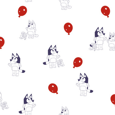 Perfect for all Bluey fans, this peel and stick wallpaper brings the whimsy and wonder of a game of Keepy Uppy to your walls in just Peel, Stick…Done!® This cheerful print features officially licensed imagery of Bluey and Bingo playing with a red balloon over a white backdrop. Bluey Keepy Uppy White Peel and Stick Wallpaper comes on one roll that measures 20.5 inches wide by 18 feet long.