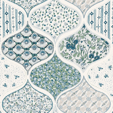 Charming as can be, this cottagecore quilt design brings delicate floral beauty to your space in as little as Peel, Stick, Done!™ Painterly florals in shades of blue, green and beige are seemingly quilted atop a white backdrop. Cool Multi Pippa Peel and Stick Wallpaper comes on one roll that measures 20.5 inches wide by 18 feet long.