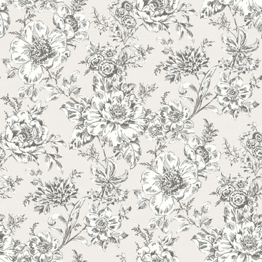 Vintage cottagecore beauty is now as simple as Peel, Stick, Done!™ Dramatic white florals outlined in mocha are drawn across a taupe, fabric-like backdrop in this trailing print. Taupe Winifred Peel and Stick Wallpaper comes on one roll that measures 20.5 inches wide by 18 feet long.