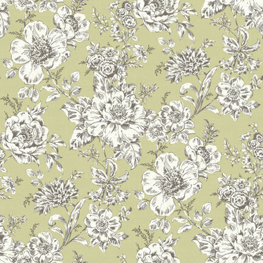 Vintage cottagecore beauty is now as simple as Peel, Stick, Done!™ Dramatic white florals outlined in mocha are drawn across a fabric-like rose backdrop in this trailing print. Green Winifred Peel and Stick Wallpaper comes on one roll that measures 20.5 inches wide by 18 feet long.