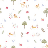 Enjoy the sweet nature of life with this officially-licensed Disney Bambi peel and stick wallpaper print! Featuring Bambi and Thumper, flowers, leaves, trees and butterflies, this print is a lovely addition to any nursery or playroom! This darling character print is installed in as little as Peel, Stick, Done!™ White Bambi Watercolor Peel and Stick Wallpaper comes on one roll that measures 18 inches wide by 18.86 feet long.