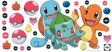 Make a wonderful dream a reality with this set of officially licensed Pokémon peel and stick wall decals! Featuring a Charmander, Bulbasaur, and a Squirtle, along with berries and Poké Balls, this set of renter-friendly and removable decals installs in just Peel, Stick, Done!™