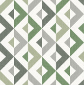 2902-25543 - Seesaw Green Geometric Faux Linen Wallpaper