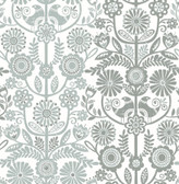 2821-25107 - Lovebirds Slate Folk Stripe Wallpaper