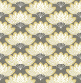 2861-25754 - Lotus Mustard Floral Fans Wallpaper