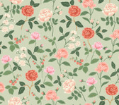 RF7545 - Roses Mint Wallpaper