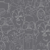 RMK12453PL - Star Wars Saga Line Sketches Grey Peel & Stick Wallpaper