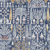 RMK12372PL - Persian Ikat Blue Peel & Stick Wallpaper