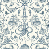 RMK12002WP - Deep Sea Toile Blue Peel & Stick Wallpaper