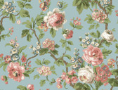 VP1354 - Beatrix Sky Blue Vintage Floral Wallpaper