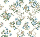 VP1423 - Genevieve Sapphire Floral Trail Wallpaper