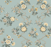VP1422 - Genevieve Harbor Blue Floral Trail Wallpaper