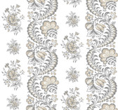 VP1303 - Beaumont Charcoal Floral Stripe Wallpaper