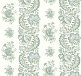 VP1301 - Beaumont Green Floral Stripe Wallpaper